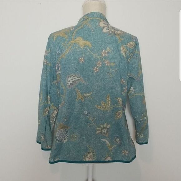 Christopher & Banks Women's Large long sleeve button up blue blouse - Picture 3 of 8